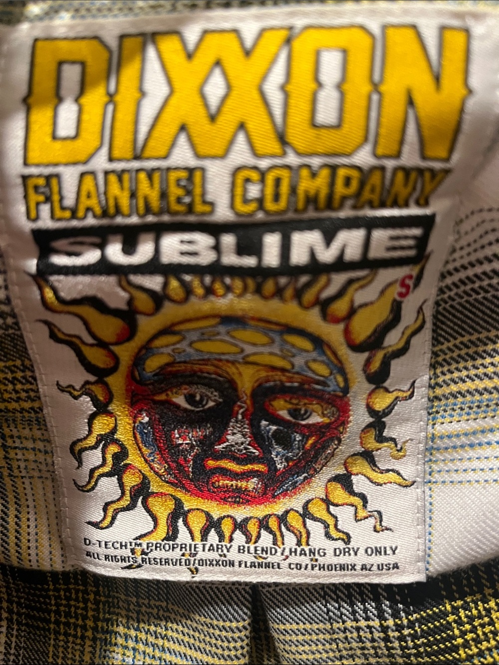 DIXXON/SUBLIME COLLAB Plaid Button-Down Shirt-Black/Yellow/White & Olive Green - Picture 2 of 4